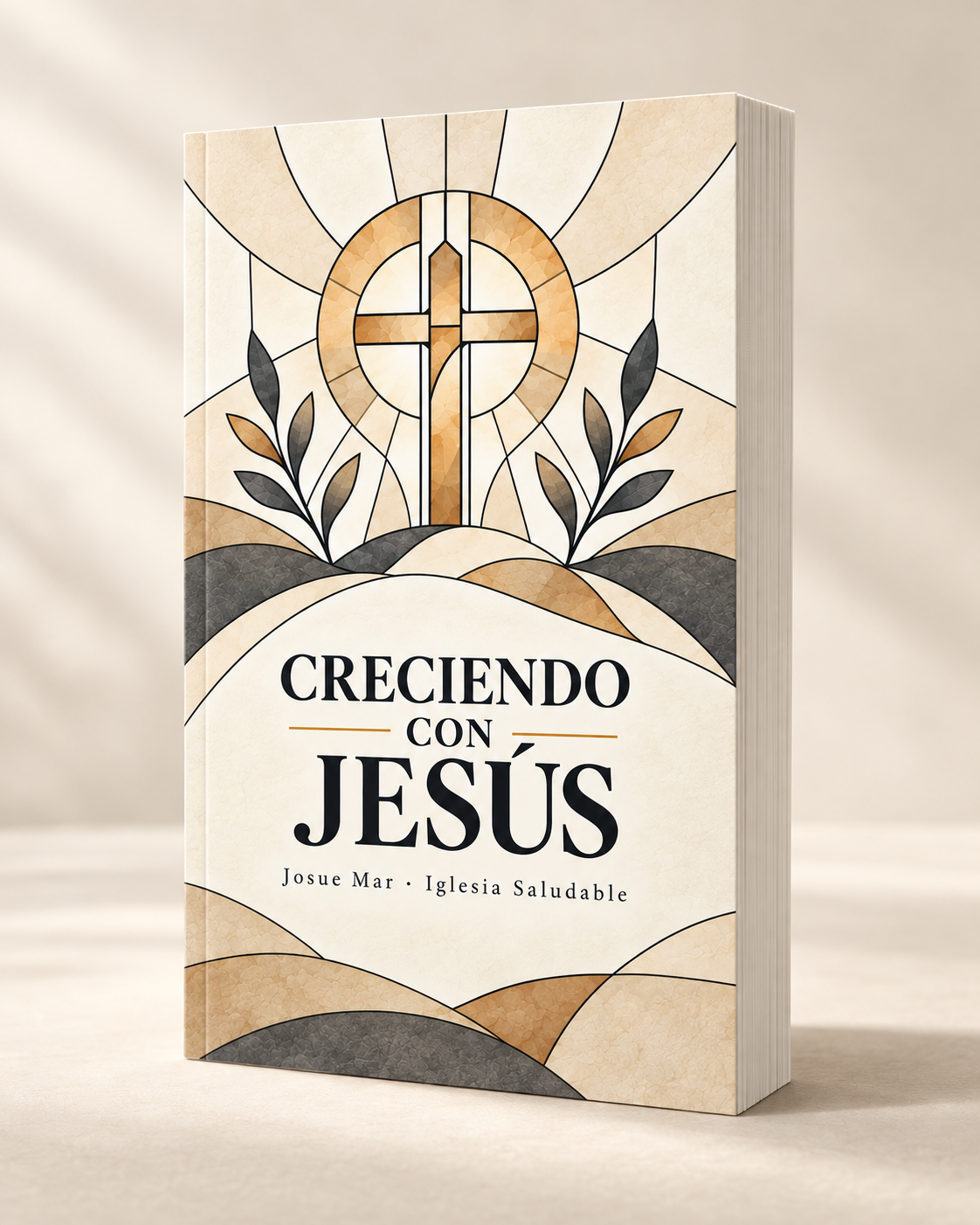 Libro físico Creciendo con Jesús en mockup de estudio, Iglesia Saludable
